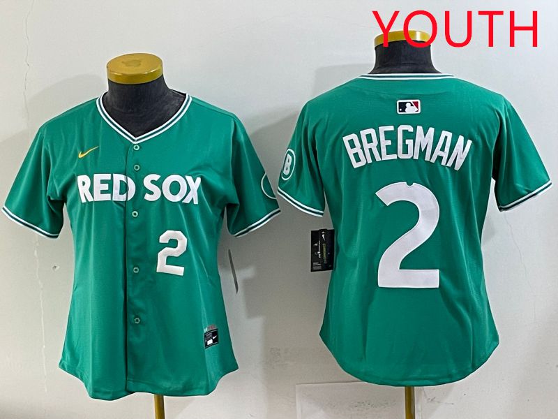 Youth 2025 Boston Red Sox #2 Bregman Dark Green Joint Name Nike MLB Jersey style 3->youth mlb jersey->Youth Jersey